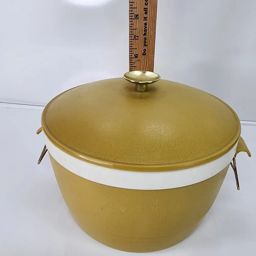 SunFrost Therm-O-Ware Ice Bucket Gold Vintage Barware Hot Cold Insulated Lidded